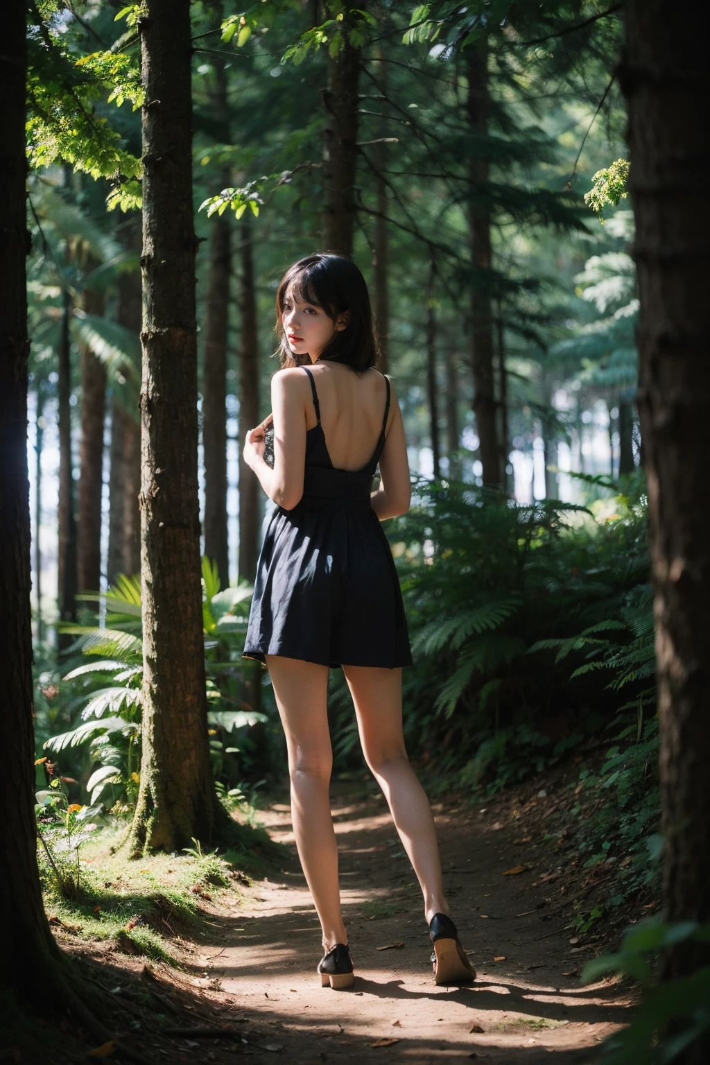 Best Quality,Masterpiece,Ultra High Resolution,(Realisticity:1.4),Original Photo,Cinematic Lighting,
1Girl,Cute,full body,forest,backlighting,tindal effect,