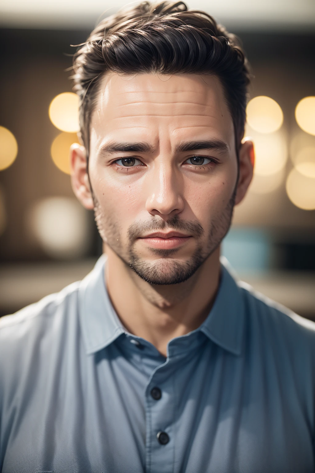 (8k, RAW photo, best quality, masterpiece:1.2), (realistic, photo-realistic:1.2), ultra-detailed, 40 years old man, perfect face, screen, darker background, upper body, coffee shop, <lora:clarityAndTuningSkin_v1:0.8>