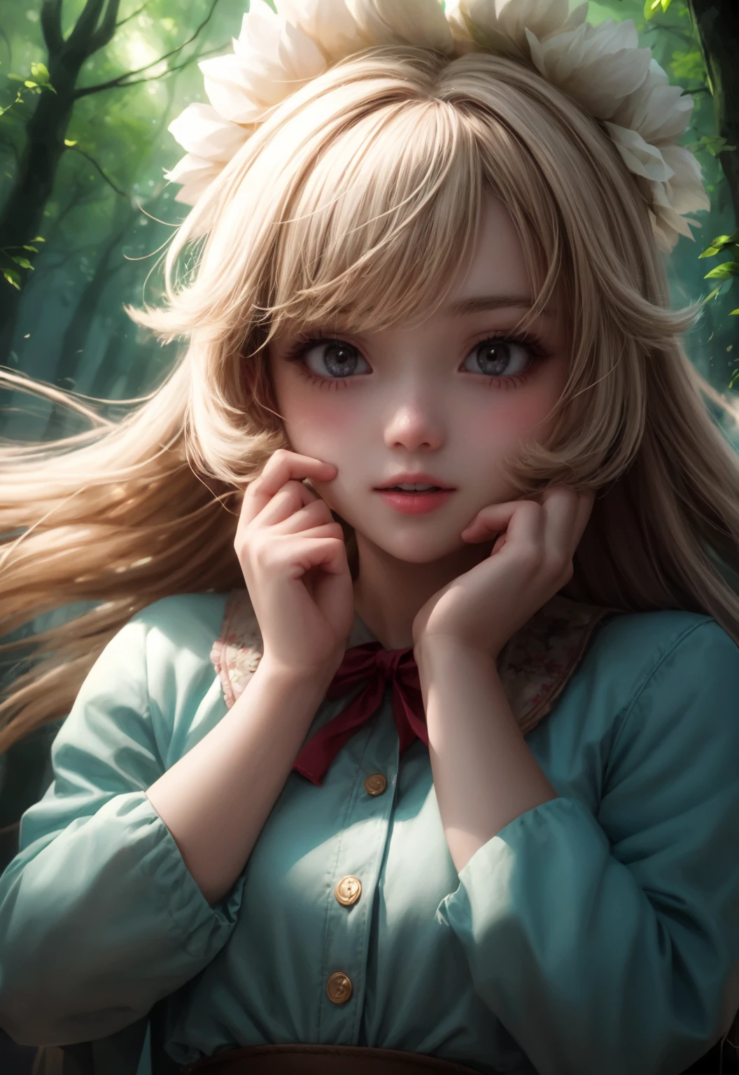 girl in a forest with floating flowers, river, puffy, puffy cheeks, cute,
vibrant colors, colorful art style,
soft lighting, soft shadows, detailed textures, dynamic lighting,
nice hands, perfect hands,
<lyco:GoodHands-beta2:1.0>
<lora:add_detail:1>