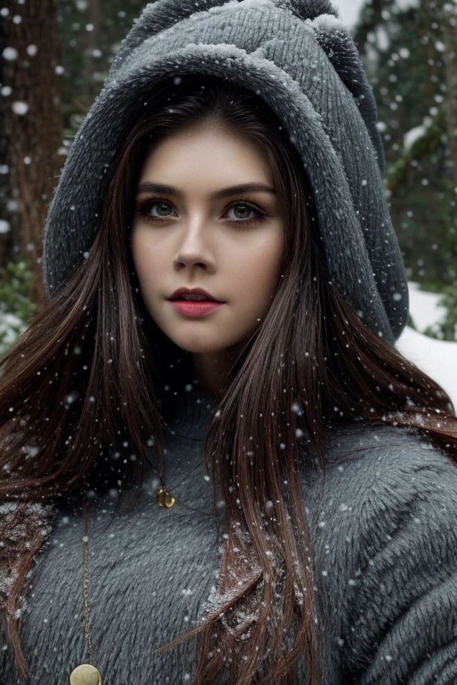 portrait photo of elisetrouw person wearing (turtleneck sweater:0.8) <lyco:elise_vision-000002:1.0> in forest, snow, (fur:1.05) hat, masterpiece, best quality, highest quality, cinematic lighting, (volumetric lighting), extremely detailed CG unity 8k wallpaper, focused, 8k wallpaper, 4k wallpaper, extremely detailed, ultra realistic, photorealistic, sharp focus, HDR, (high contrast), photograph, detailed and intricate, highly detailed, artstation, smooth, sharp focus, illustration, cinematic lighting