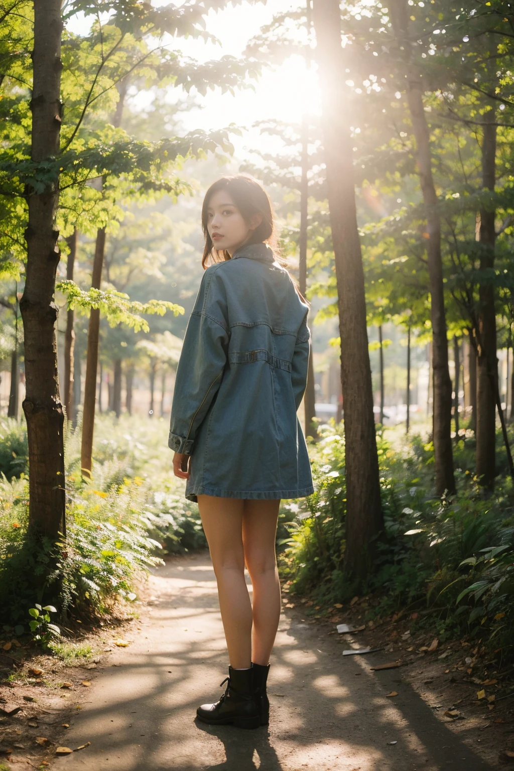 Best Quality,Masterpiece,Ultra High Resolution,(Realisticity:1.4),Original Photo,Cinematic Lighting,
1Girl,full body,forest,sunshine,backlighting,