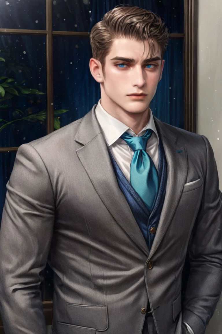 Arafed man in a suit and tie standing in front of a window - SeaArt AI