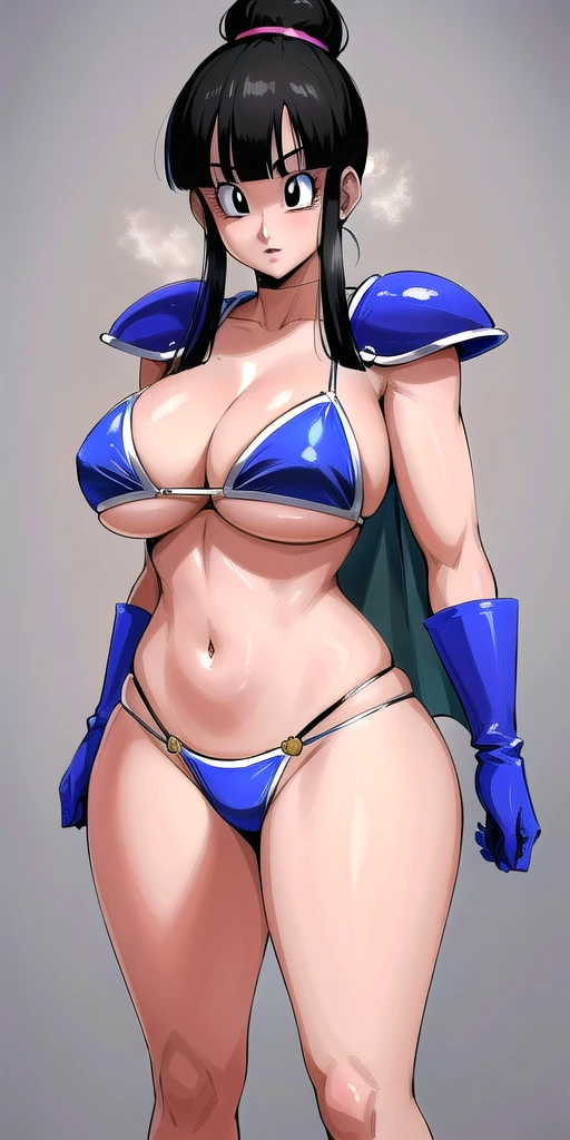 <lora:chichi_dbzV2:0.7> chichi_dbz, standing, solo, large_breasts, Chichi_Bikini_Armor, masterpiece, best quality, detailed face, detailed eyes, highres,