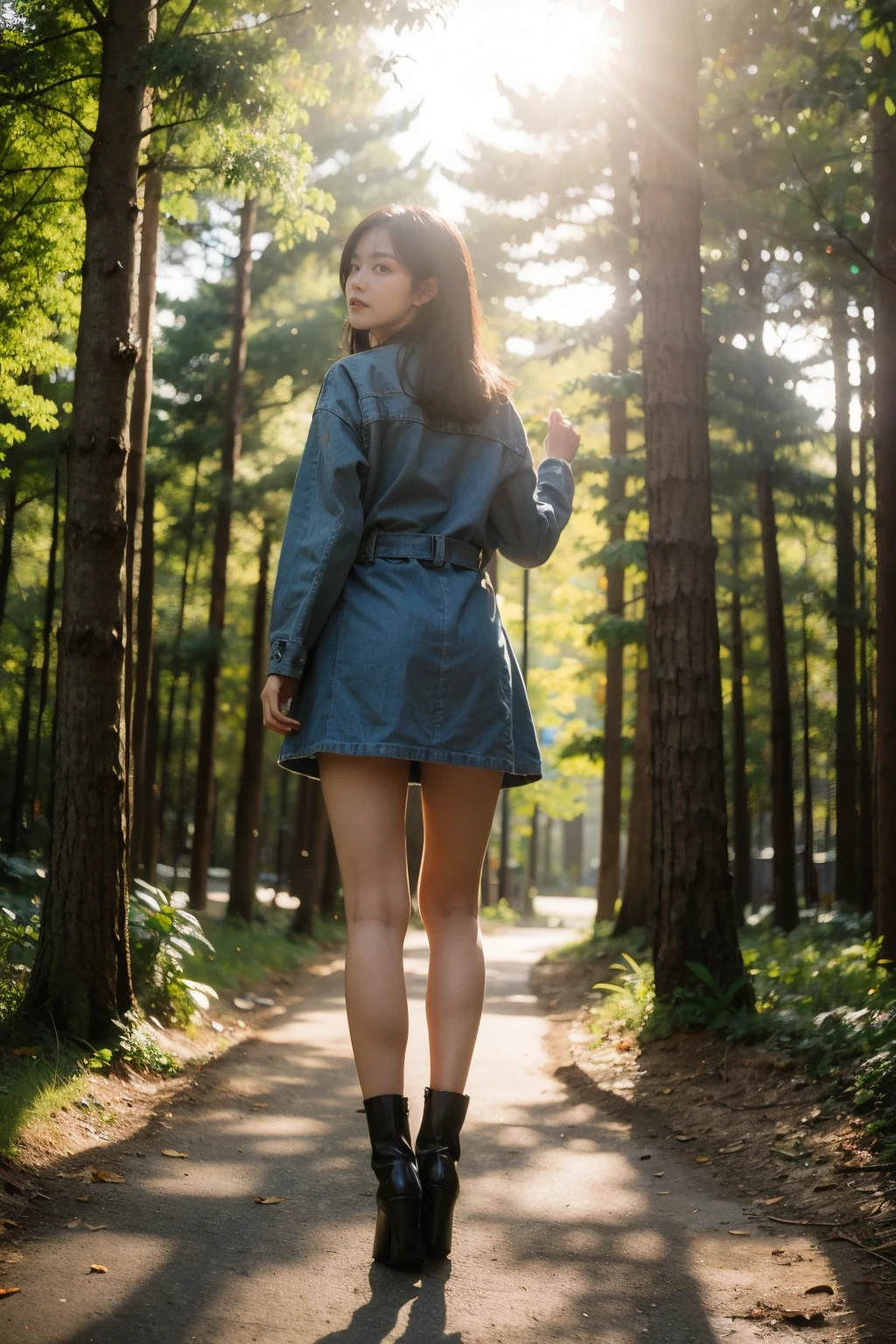 Best Quality,Masterpiece,Ultra High Resolution,(Realisticity:1.4),Original Photo,Cinematic Lighting,
1Girl,full body,forest,sunshine,backlighting,