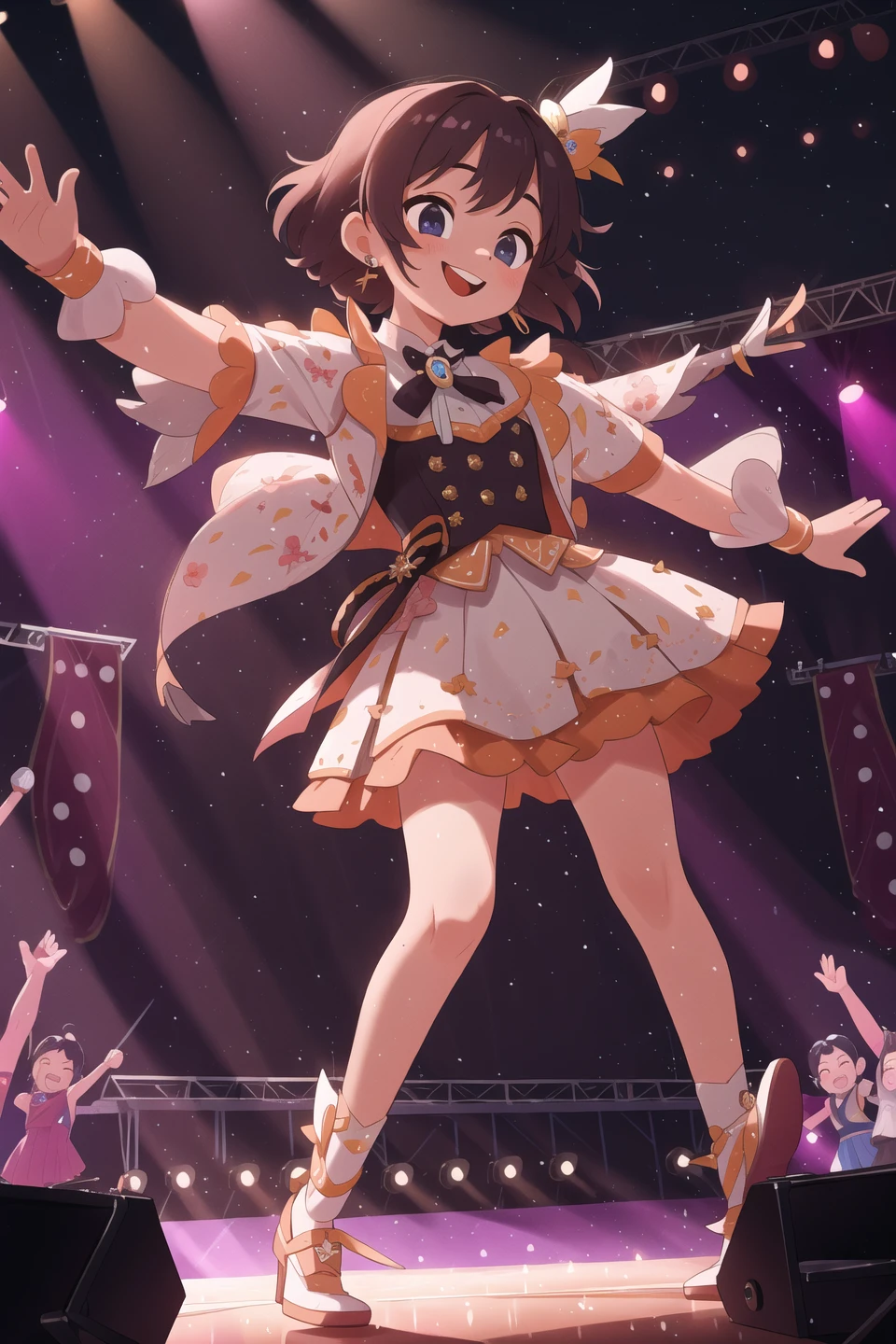 masterpiece,best quality,idol,stage,dynamic,illumination,smile,