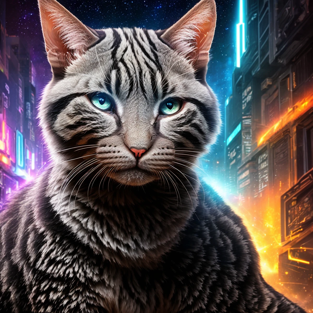 ((((Curious cat)))), lost in the metropolis, neon lights, urban jungle, midnight adventure, moonlit rooftops, mysterious alleyways, unexpected encounters, secret whispers, enigmatic stranger, clandestine rendezvous, hidden treasures, ancient artifacts, forgotten legends, time-traveling device, alternate realities, parallel dimensions, cosmic gateways, intergalactic travels, alien civilizations, extraterrestrial landscapes, futuristic technology, mind-bending puzzles, thrilling chase, heart-pounding escape, adrenaline rush, epic battles, triumphant victory, heroic legacy, celebrated hero, revered across galaxies, immortalized in legends, etched in the stars, cosmic balance restored, (((four legged animal, close up, realistic)))