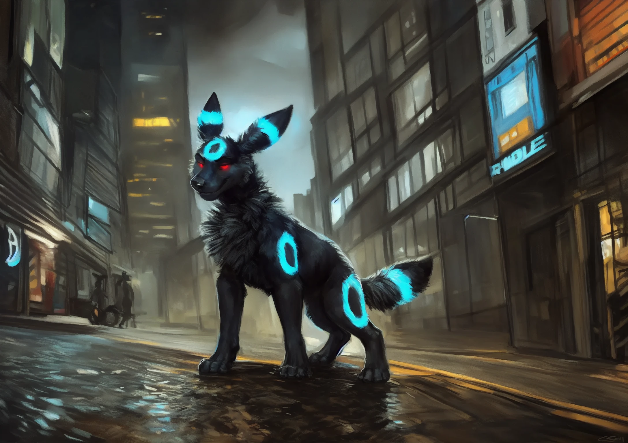 solo, male, (feral, quadruped, umbreon, glowing eyes, glowing markings, ) canid,
fur, tuft, neck tuft, chest tuft, fluffy, fluffy ears, inner ear fluff, fluffy tail, hindpaw,
smirk, standing,
detailed background, outside, cyberpunk city streets, (shadow, backlighting, night, darkness),
by virtyalfobo, by kenket, by darkgem,
fur, tuft, neck tuft, chest tuft, fluffy, fluffy ears, inner ear fluff, fluffy tail, hindpaw,
smirk, standing,
detailed background, outside, cyberpunk city streets, (shadow, backlighting, night, darkness),
by virtyalfobo, by kenket, by darkgem,