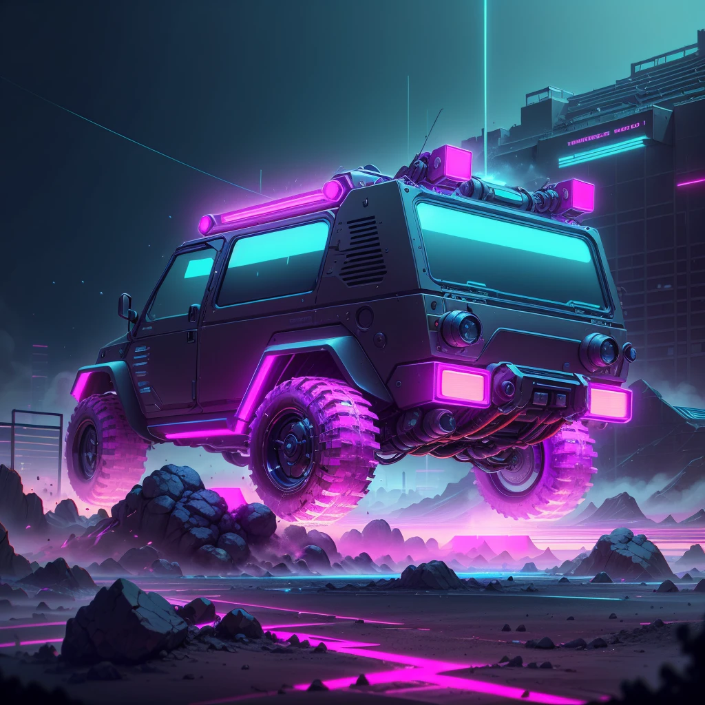 <lora:RetrowaveTech-20:0.8>,retrowavetech ,scifi, virtual, vaporwave,wirefrme ,
ground vehicle,