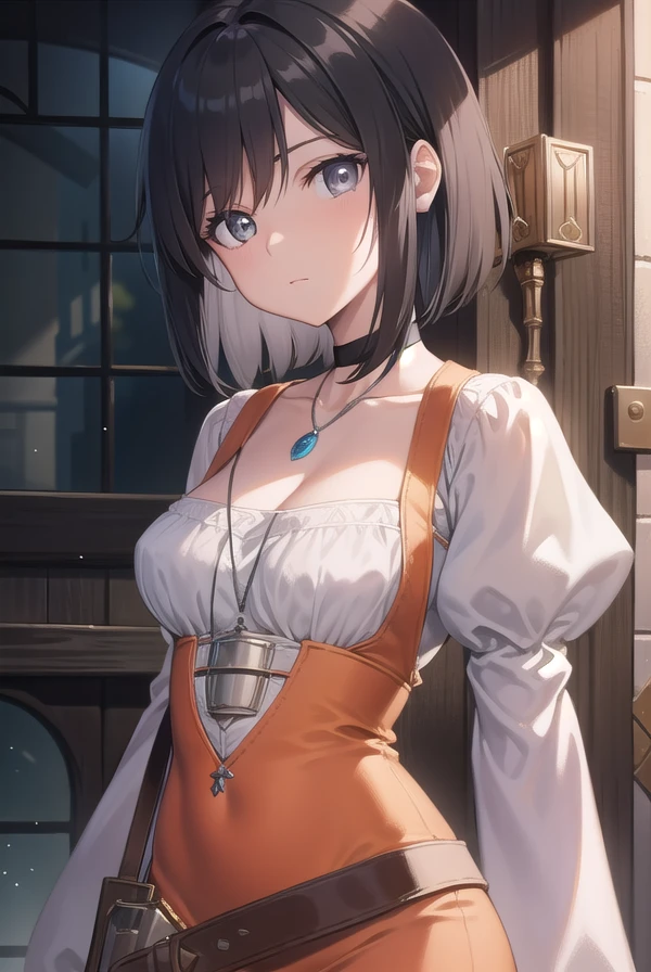 ffgarnet, <lora:garnettest:1>,
garnet, (grey eyes:1.5), short hair, swept bangs, black hair,
BREAK bodysuit, choker, gloves, jewelry, juliet sleeves, long sleeves, necklace, orange bodysuit, pendant, puffy sleeves, red gloves,
BREAK looking at viewer,
BREAK outdoors, village,
BREAK <lora:GoodHands-vanilla:1>, (masterpiece:1.2), best quality, high resolution, unity 8k wallpaper, (illustration:0.8), (beautiful detailed eyes:1.6), extremely detailed face, perfect lighting, extremely detailed CG, (perfect hands, perfect anatomy),