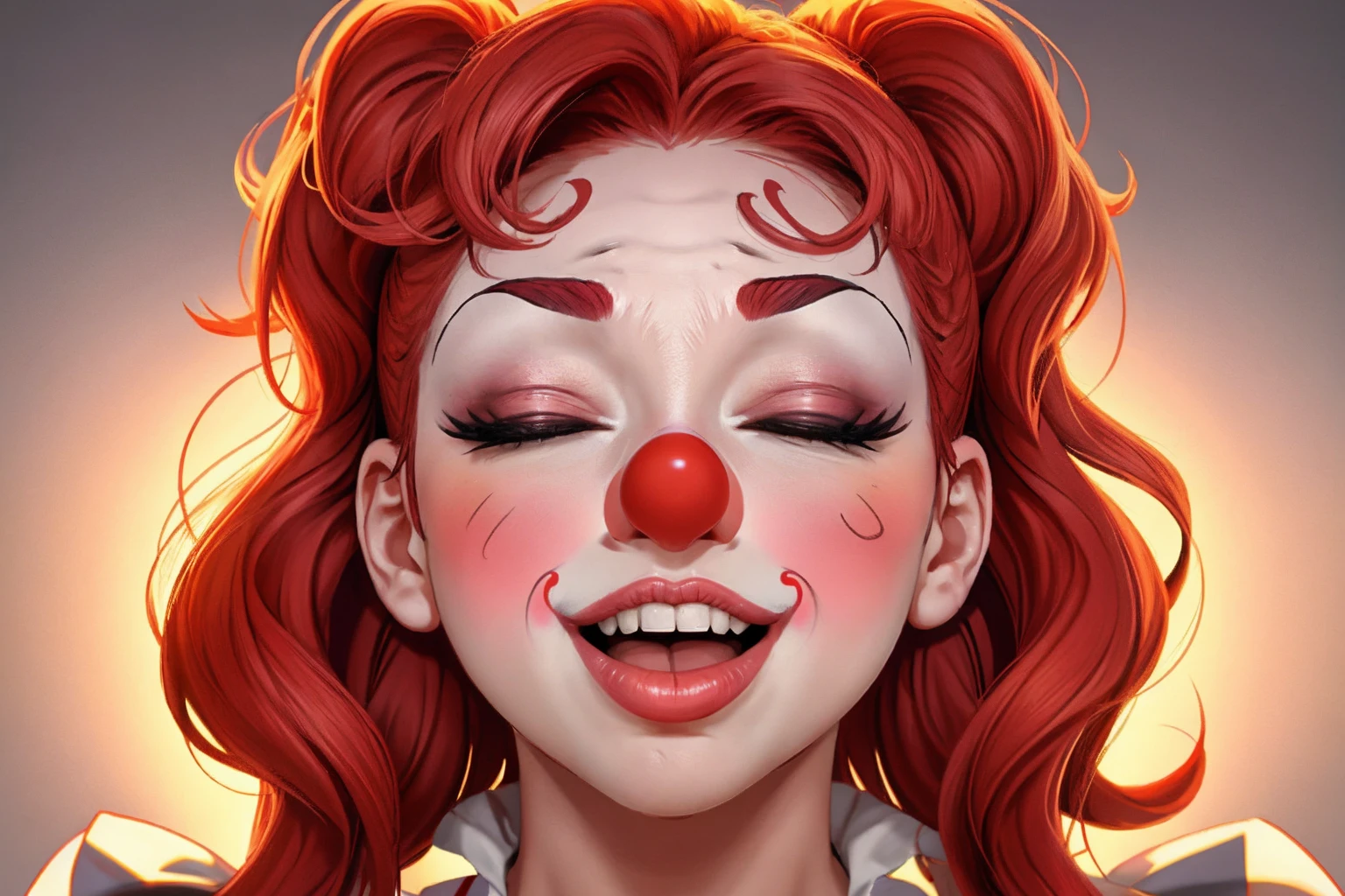 Masterpiece, absurdres,HDR,8k,smirking,best quality,
edgClussy_woman,red clown nose,
edgOrgasm,face focus, a woman with her mouth open and eyes closed , woman with edgOrgasm_face <lora:edgOrgasm:0.56>
<lora:edgClussy:0.8>