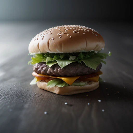 8k uhd,by Alessio Albi, dusty particles depth of field,detailed BREAK a photo of tasty hamburger,(detailed ambient,intricate ambient_occlusion, detailed)