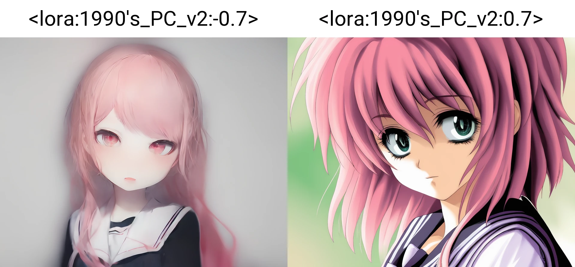 masterpiece, best quality, woman, pink_hair, school, serafuku, (detailed_face, detailed_eyes:1),<lora:1990's_PC_v2:-0.7>