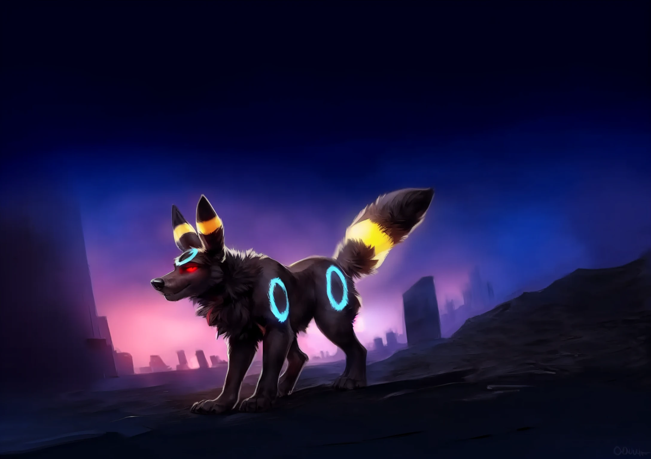 solo, male, (feral, quadruped, umbreon, glowing eyes, glowing markings, ) canid,
fur, tuft, neck tuft, chest tuft, fluffy, fluffy ears, inner ear fluff, fluffy tail, hindpaw,
smirk, standing,
detailed background, outside, cyberpunk city streets, (shadow, backlighting, starry sky),
by virtyalfobo, by kenket, by darkgem,
fur, tuft, neck tuft, chest tuft, fluffy, fluffy ears, inner ear fluff, fluffy tail, hindpaw,
smirk, standing,
detailed background, outside, cyberpunk city streets, (shadow, backlighting, starry sky),
by virtyalfobo, by kenket, by darkgem,