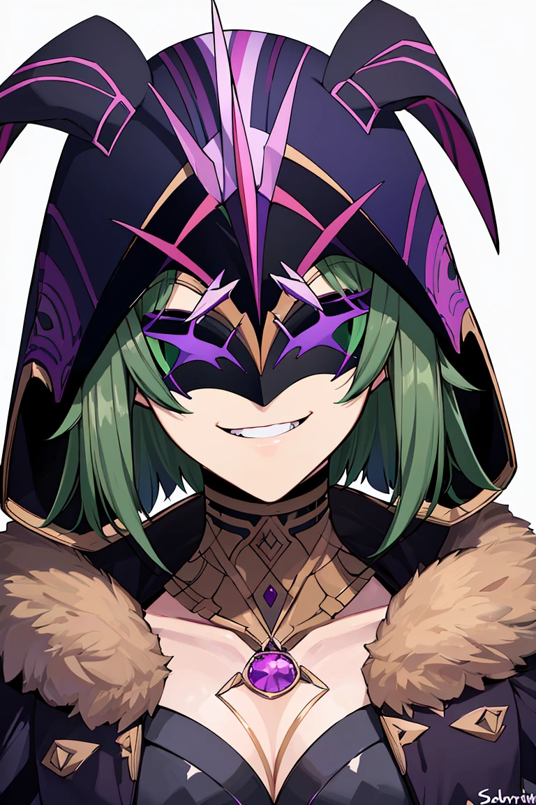 ((masterpiece,best quality)), absurdres,
<lora:Electro_Cicin:0.8>, Electro_Cicin, mask, sadistic smile, detailed hood,