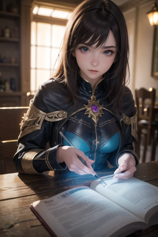 European 1girl,22yo,masterpiece,alchemist costume,clothed,fantasy,detailed,dim lighting,realistic, highres ,professional lighting,sharp focus,depth of field,