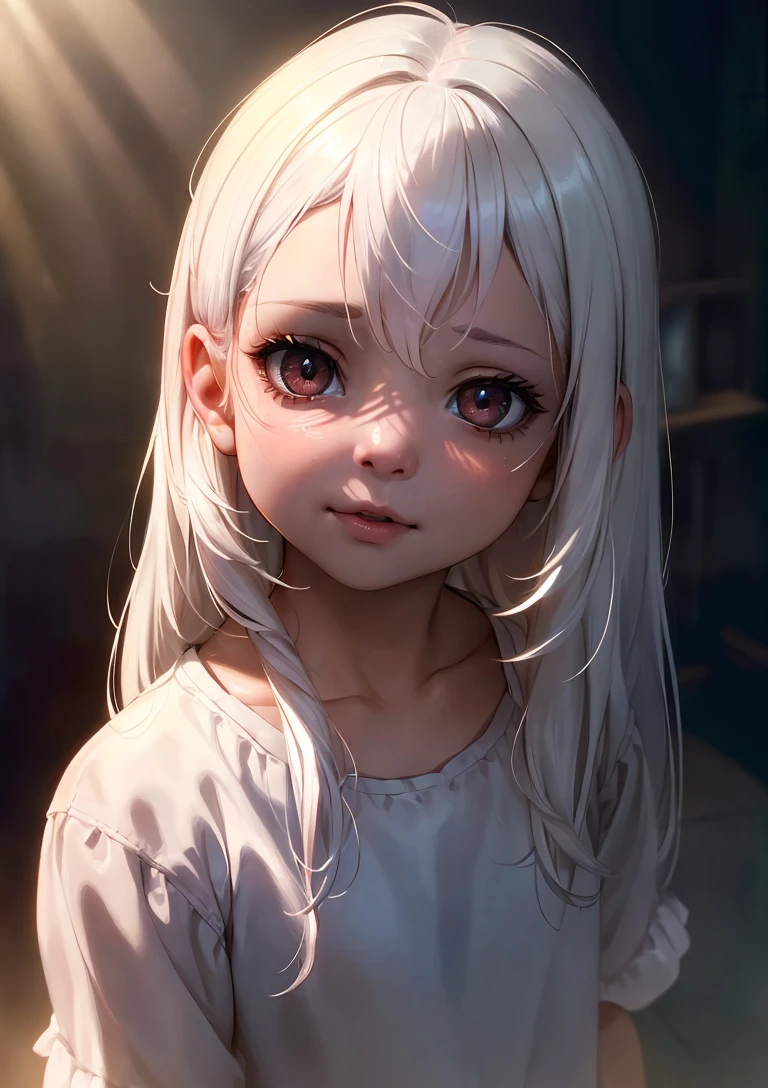 anime style, model shoot style, (upper body) (close portrait:1.4) of a ((:1.8)), (1girl:1.3), (young girl, small body), (white hair, long hair:1.3, men's large white shirt:1.4),
((pretty face: 1.7, perfect face:1.5)), (best quality:1.5, hyperrealistic:1.5, photorealistic:1.4, Madly detailed CG unity 8k wallpaper:1.5, masterpiece:1.3, Madly detailed photo:1.2),
(hyper-realistic lifelike texture:1.4, realistic eyes:1.2), (octane render, unreal engine 5), (ecstasy of light and shadow:1.5, deep shadow:1.5), (sony a7, 50 mm, film grain:1.5, 4K UHD HDR),
(photo by lee jeffries, Greg Rutkowski and Magali Villanueva, contest winner:1.4)