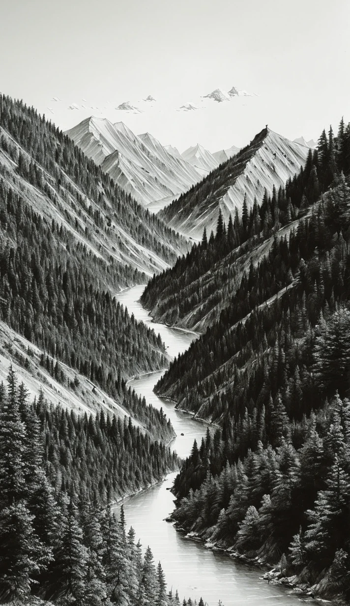 <lora:Drawing1:1> (style by NTY:1.2), drawing, landscape mountains
