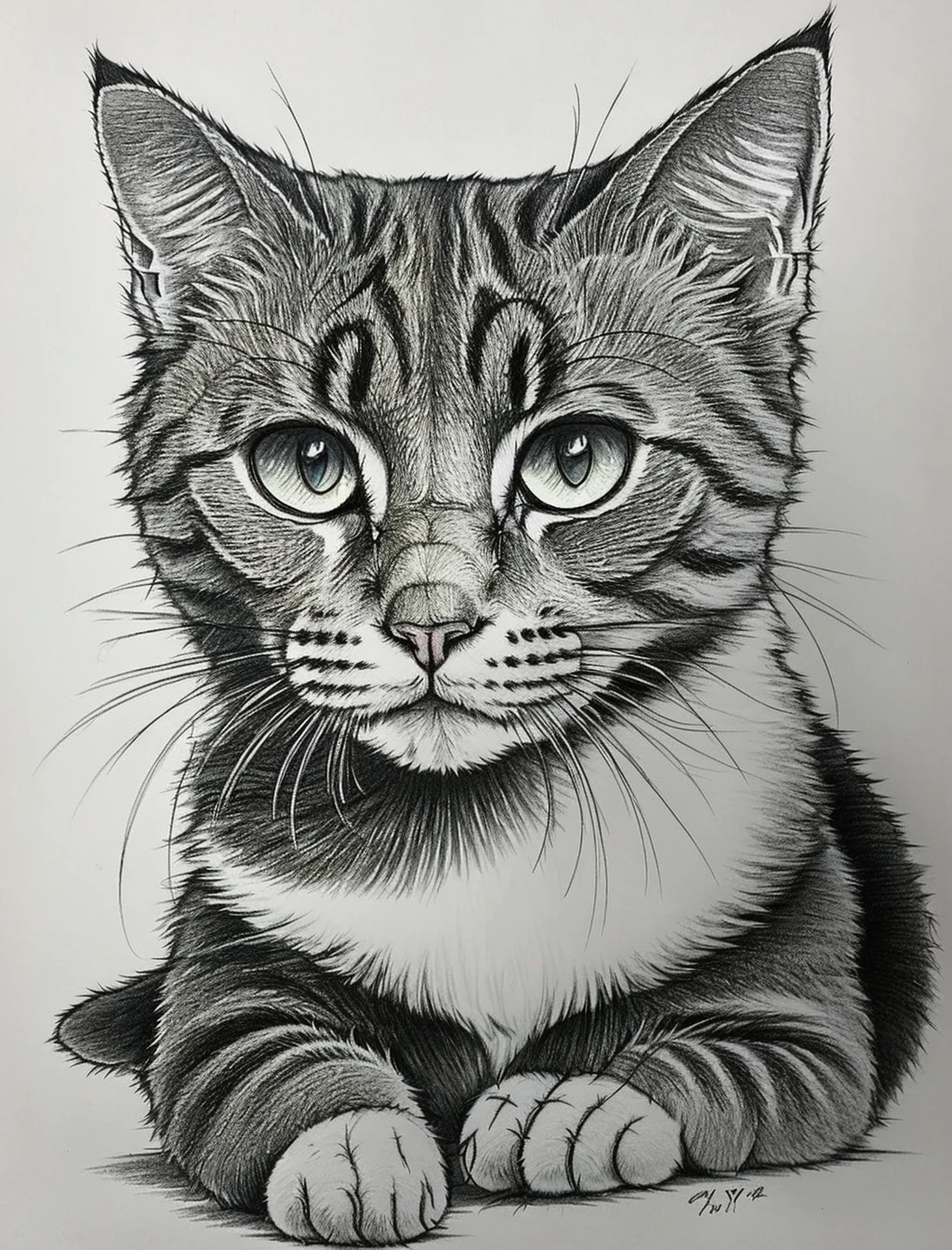 <lora:Drawing1:0.86> (style by nty, drawing:1.2), a cat