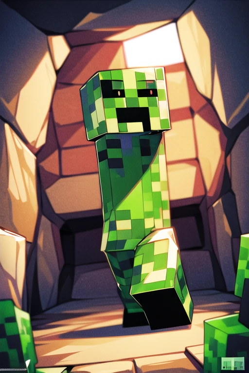 mccreeper, masterpiece, best quality, high quality,extremely detailed, creeper_(minecraft), creeper, in a cave, creature <lora:mccreeper:1>
