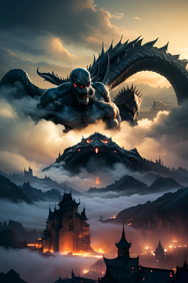 DUNGHUANG,DUNGHUANG BACKGROUND,on the sky,on the clouds,Fairyland, surrounded by clouds and smoke, oriental palace bridge, monster, abstract dream, space, intricate, grand scale, alone, cinematic film still, insane detail, sharp focus, depth of field, realistic lighting, (realistic perspective), complex, (multiple subjects), 4k HDR, <lora:add_detail:0.5> <lora:more_details:0.25> <lora:FantasyWorldV1:0.25>