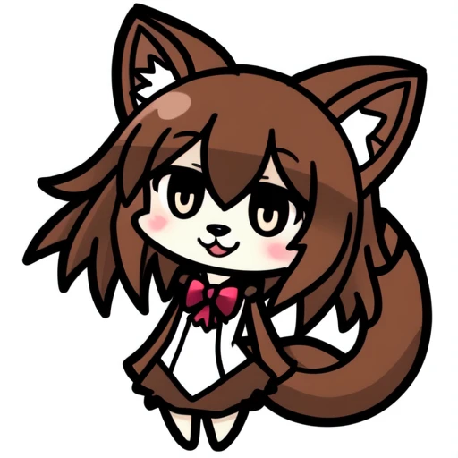 1girl, bow,<lora:chibi_v14:0.6>, furry, tail, white_background,0_0