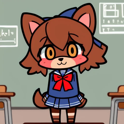 bow,<lora:chibi_v14:0.6>, school ,furry, dog