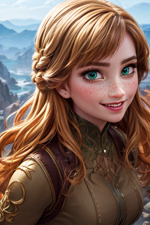 (masterpiece:1.2), (best quality), (ultra detailed), (8k, 4k, intricate),(full-body-shot:1), (highly detailed:1.2),(detailed face:1.2), (detailed background),detailed landscape, (dynamic pose:1.2), <lora:anna:0.7>anna, 1girl, solo, long hair, smile, blonde hair, green eyes, freckles <lora:more_details:0.5>