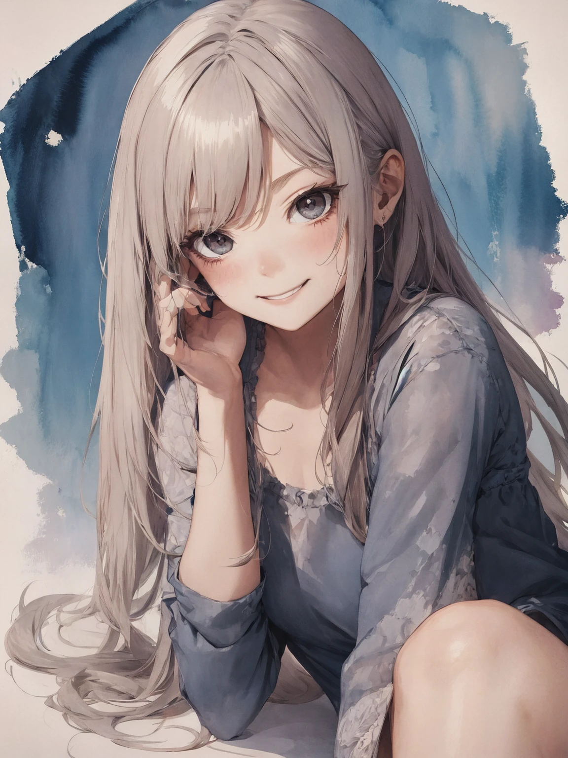 absurdres, highres, ultra detailed, (girl:1.3), (evil:1.3),
BREAK
, watercolor style, soft blending, dreamy washes, delicate textures, evil smile, seductive smile
