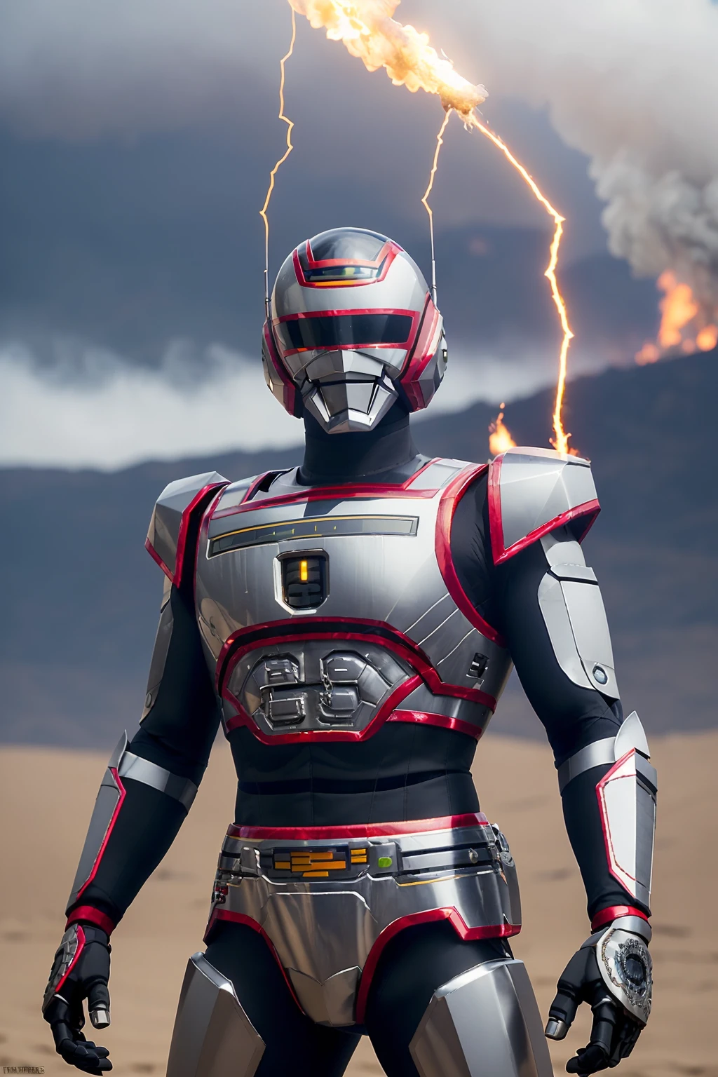 JaspionQuiron character, cinematic, (intricate:1.4), high quality, intricate details, low contrast, explosion, fire, electricity, lightning,
(best quality:1.33), (masterpiece:1.42),(detailed:1.15),Dappled Light, analog style, cinematic light, side lighting, best shadow, RAW, (Dutch angle:1.1), photoshoot of
1boy, helmet, tokusatsu, armor, solo, upper body, glowing,
<lora:quiron_Jaspion_v1_Lora:0.77>