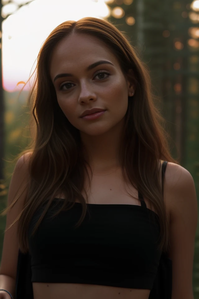 (headshot), 1girl, beautiful, sunset, beautiful sunset, cloudy, forest, nature hike, (((headshot))), BREAK
sports bra, backpack, yoga pants, BREAK
large breasts, makeup, long straight hair, pale skin, fair skin, white skin,  BREAK
<lora:Dalia:1>