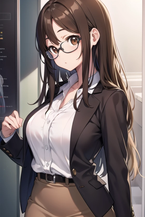 sawakoyamanaka, <lora:sawakoyamanakatest:1>,
sawako yamanaka, (brown eyes:1.5), brown hair, glasses, long hair,
BREAK belt, official style, pantyhose, teacher, dress, light brown dress, skirt, pencil skirt,
BREAK looking at viewer,
BREAK indoors, classroom,
BREAK <lora:GoodHands-vanilla:1>, (masterpiece:1.2), best quality, high resolution, unity 8k wallpaper, (illustration:0.8), (beautiful detailed eyes:1.6), extremely detailed face, perfect lighting, extremely detailed CG, (perfect hands, perfect anatomy),