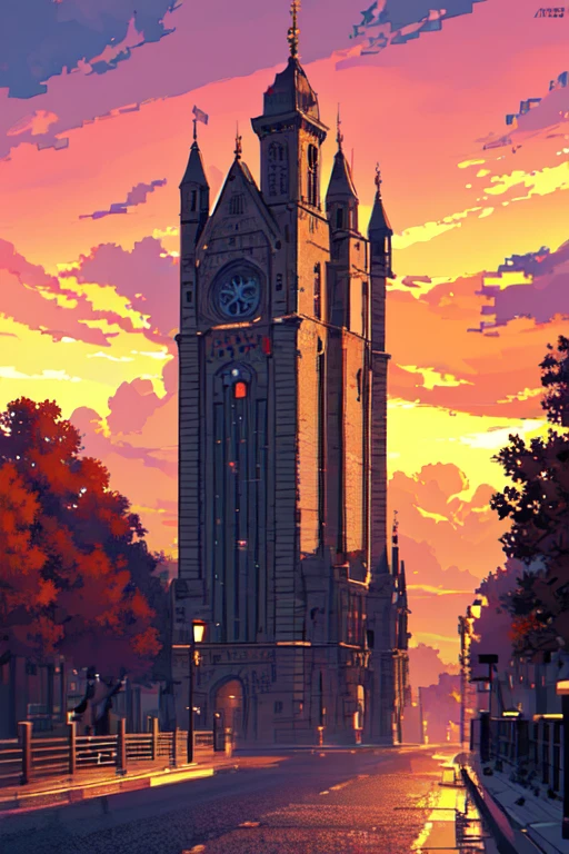 (masterpiece:1.2), (best quality), (ultra detailed), (8k, 4k, intricate),(full-body-shot:1), (highly detailed:1.2),(detailed face:1.2), (detailed background),detailed landscape, (dynamic pose:1.2), <lora:pixel:0.7>((pixelart)), outdoors, sky, artist name, cloud, tree, watermark, cloudy sky, building, scenery, sunset, road