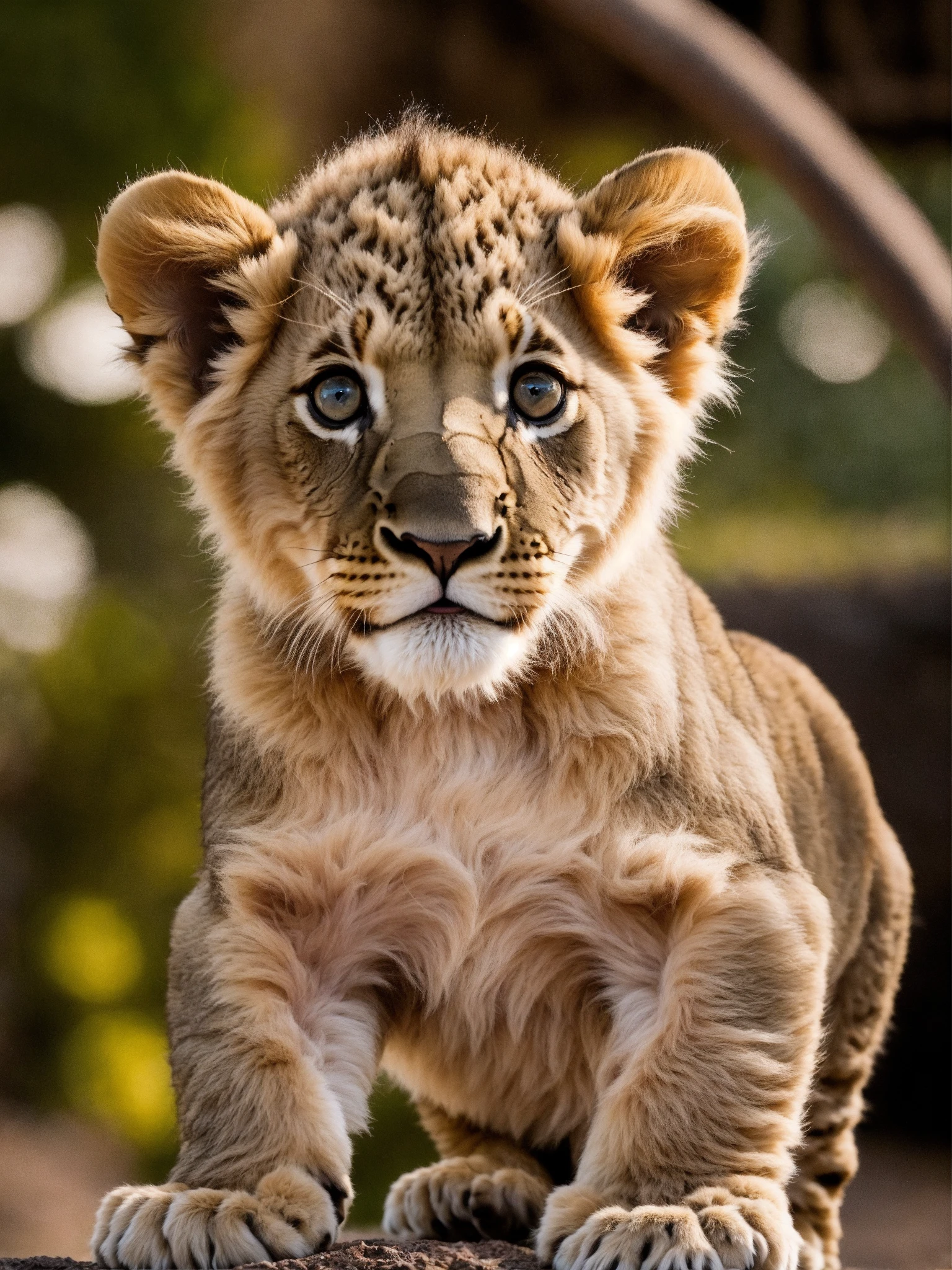 RAW photo, Fuji X-T20, high quality, a baby lion, cute