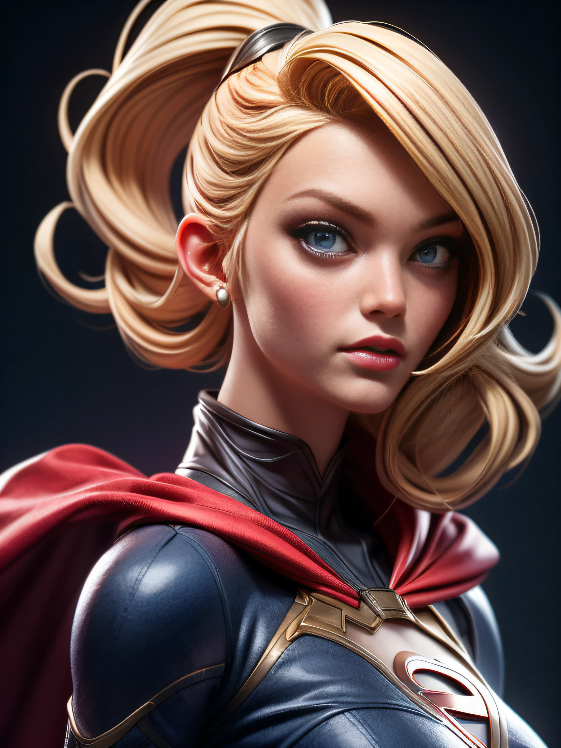 supergirl costume, a photo of sks woman, hair blonde ((detailed face)), ((canon m50)), ((award winning)), (High Detail), Sharp, 8k, Cinematic lighting, soft lighting, greg rutkowski, trending on artstation, intricate, gothic clothing, victoria secret, 3DMM ,<lora:3DMM_V11:0.6> <lora:add_detail:0.8>