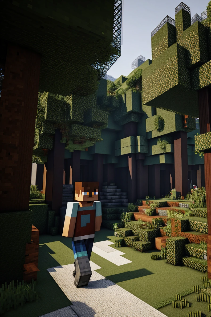 <lora:minecraft_square_style_v2-10:0.8>minecraft square style, cg, computer graphics, forest, ((1boy walking ))