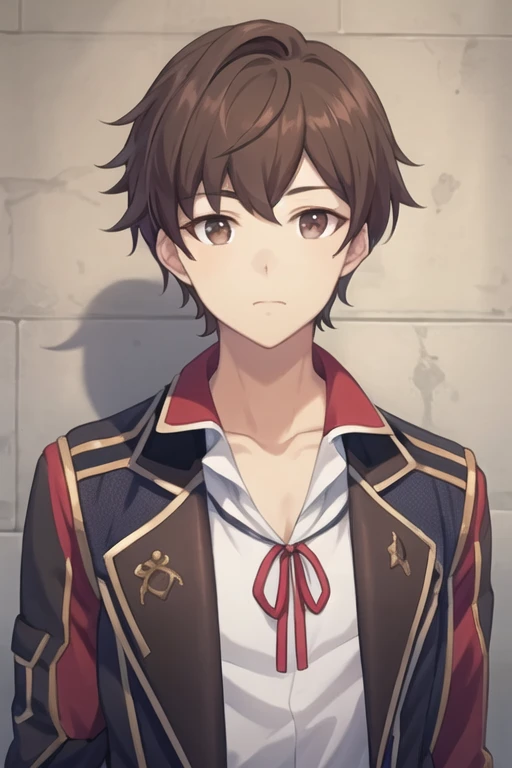 masterpiece, best quality, high quality, 1boy, solo, male focus, looking at viewer, upper body, <lora:tony_freed:0.72>, tony_freed, brown hair, brown eyes, , jacket