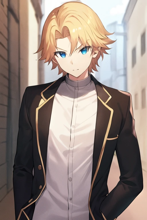 masterpiece, best quality, high quality, 1boy, solo, male focus, looking at viewer, upper body, <lora:august_von_earlshide:0.74>, august_von_earlshide, blonde hair, blue eyes, , gakuran
