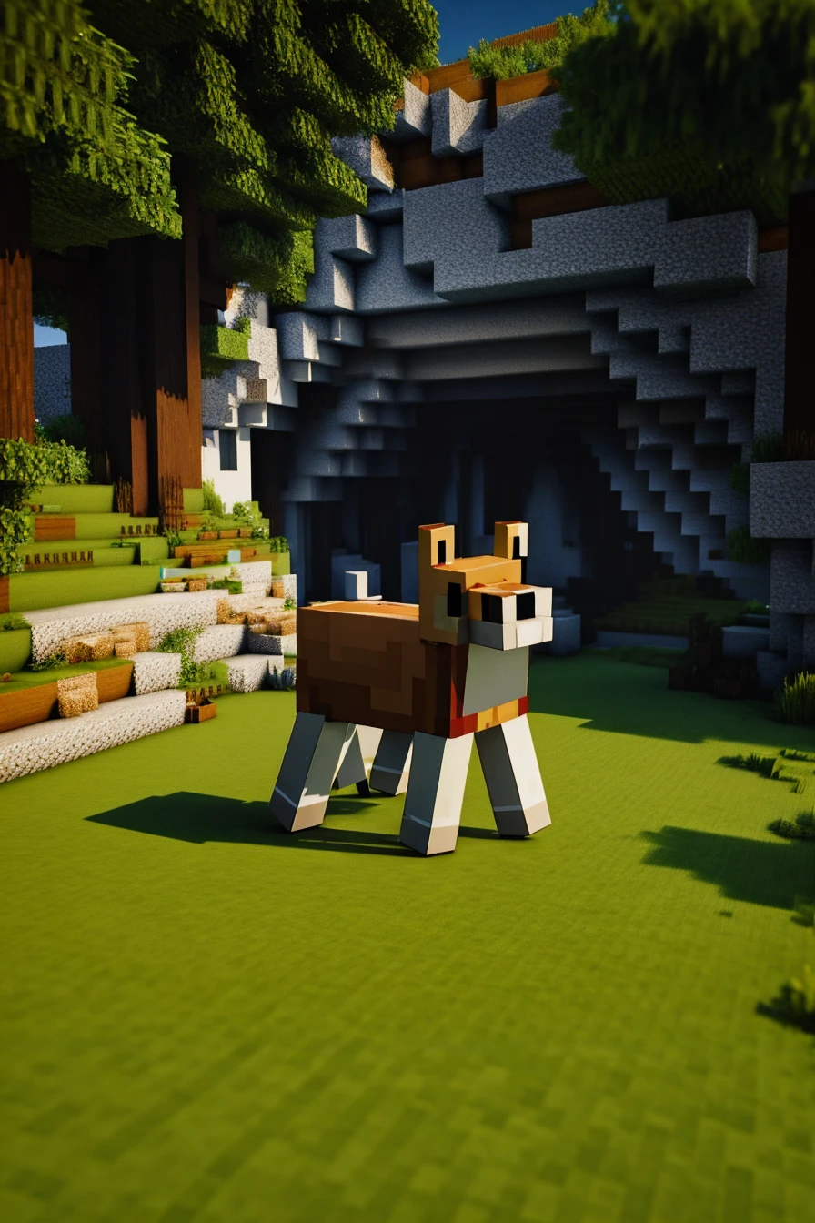 <lora:minecraft_square_style_v2-10:1>minecraft square style, cg, computer graphics, forest, ((animal dog)),
