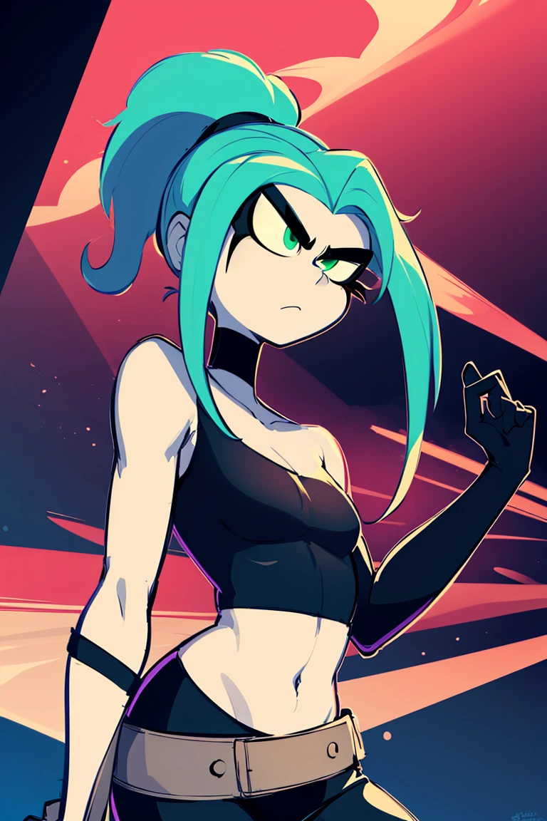 ((masterpiece,best quality)), absurdres,
<lora:Ember_McLain_Danny_Phantom:0.6>, Ember_McLain_Danny_Phantom, solo,