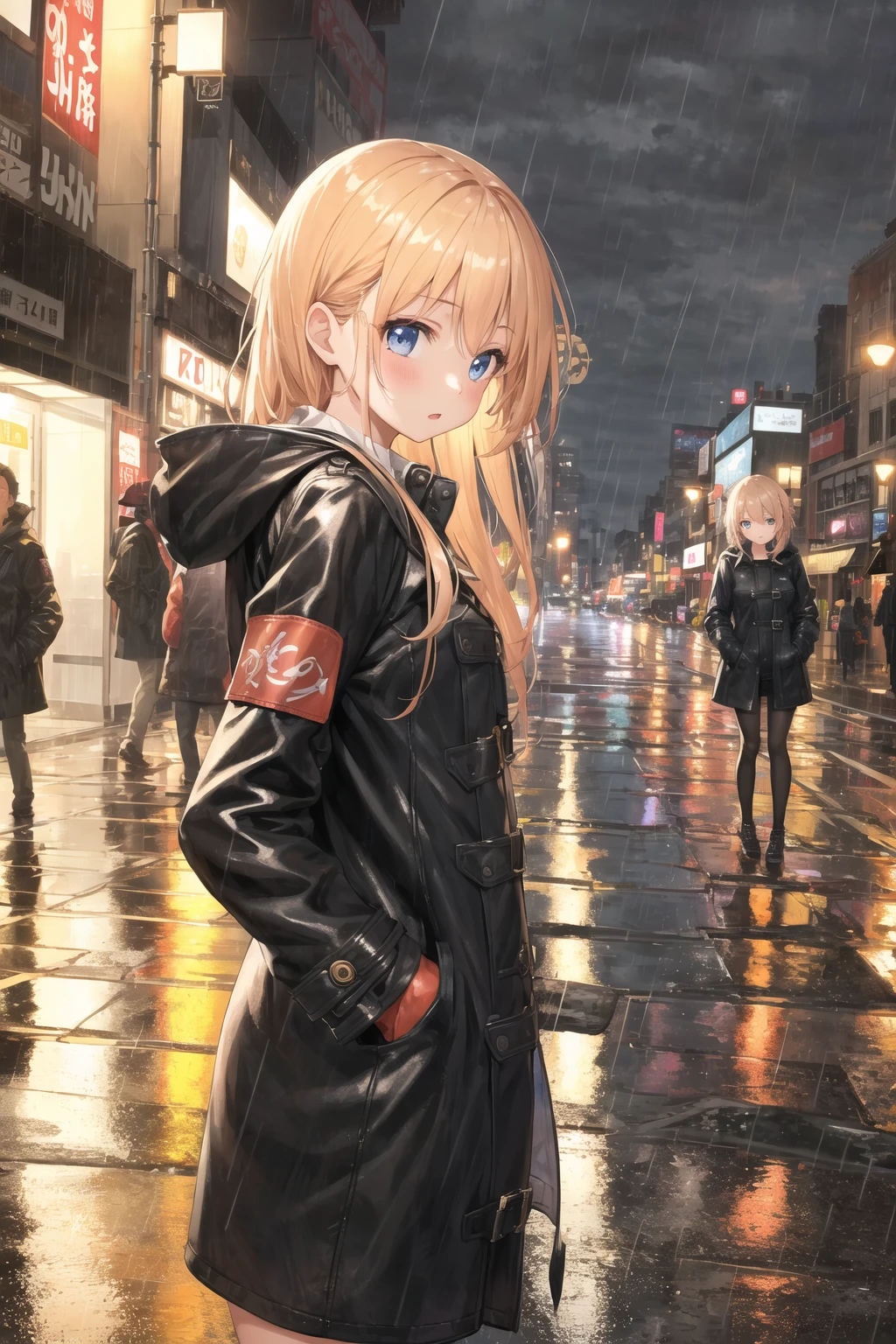 masterpiece best quality 1girl
1girl,night city,rain,coat,hands in pockets