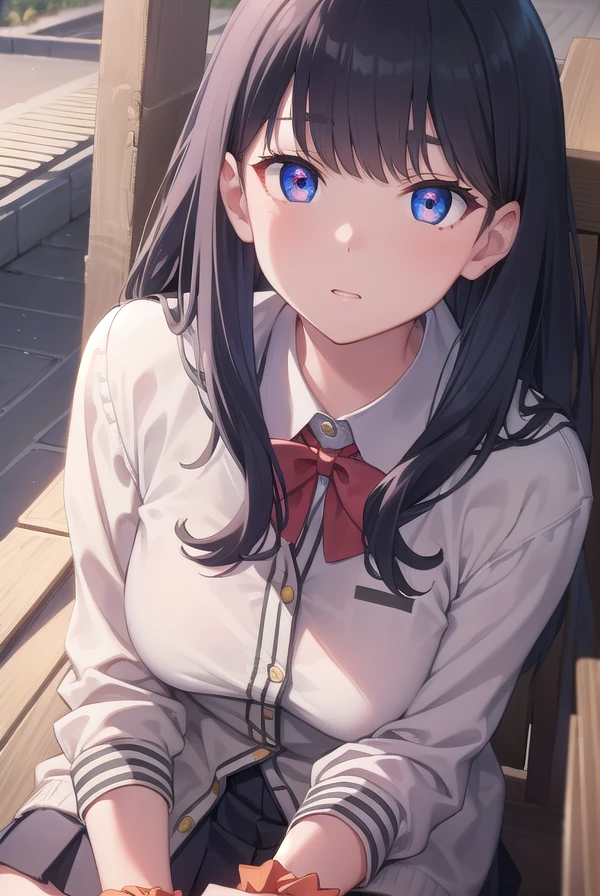 rikkatakarada, <lora:rikkatakaradatest:1>, rikka takarada, black hair, blue eyes, long hair, orange scrunchie, scrunchie, wrist scrunchie, (small breast:1.2),
BREAK black footwear, black skirt, bow, bowtie, buttons, cardigan, collared shirt, long sleeves, microskirt, pleated skirt, red bow, red bowtie, red socks, school uniform, shirt, shoes, skirt, socks, thighs, white cardigan, white shirt,
BREAK outdoors, city,
BREAK looking at viewer,
BREAK <lora:GoodHands-vanilla:1>, (masterpiece:1.2), best quality, high resolution, unity 8k wallpaper, (illustration:0.8), (beautiful detailed eyes:1.6), extremely detailed face, perfect lighting, extremely detailed CG, (perfect hands, perfect anatomy),