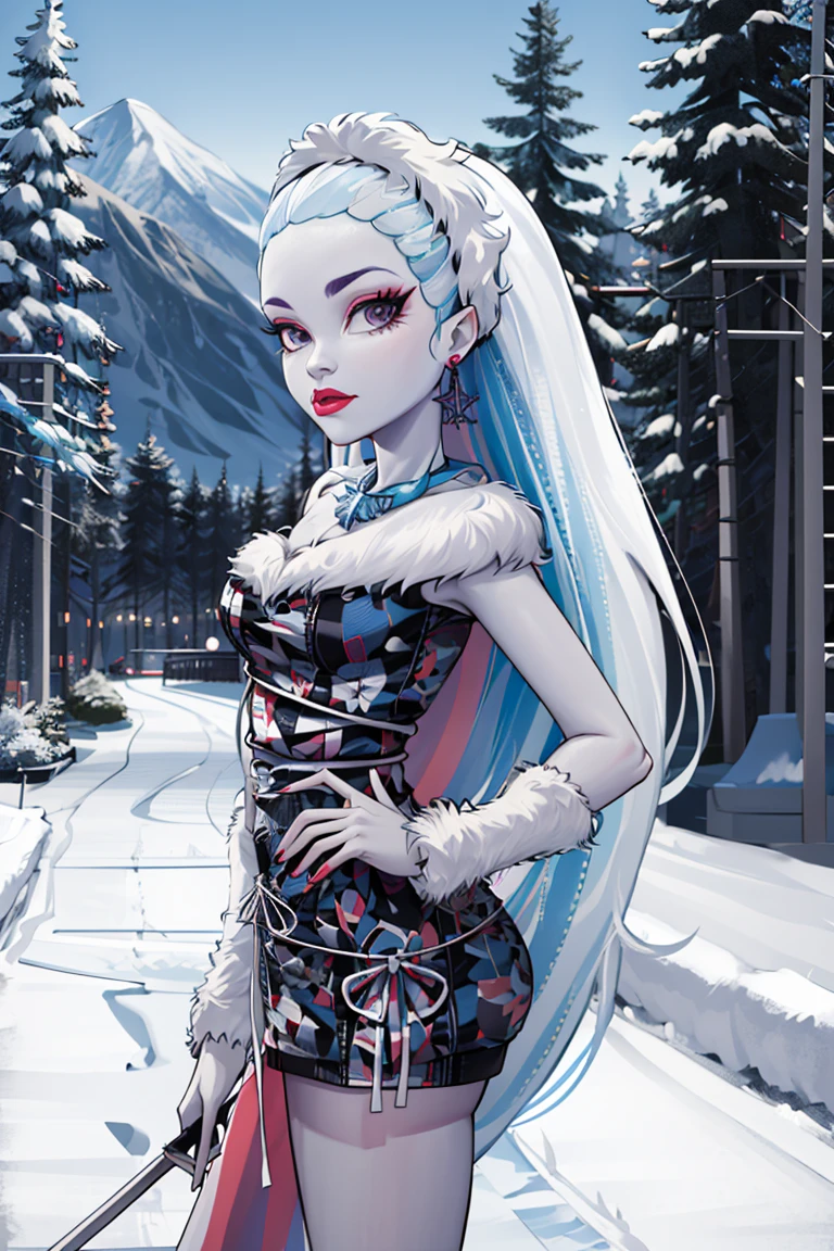 ((masterpiece,best quality)), absurdres,
<lora:Abbey_Bominable_MH:0.8>, Abbey_Bominable_MH,
solo, looking at viewer,
ski resort in background, cinematic composition, dynamic pose,