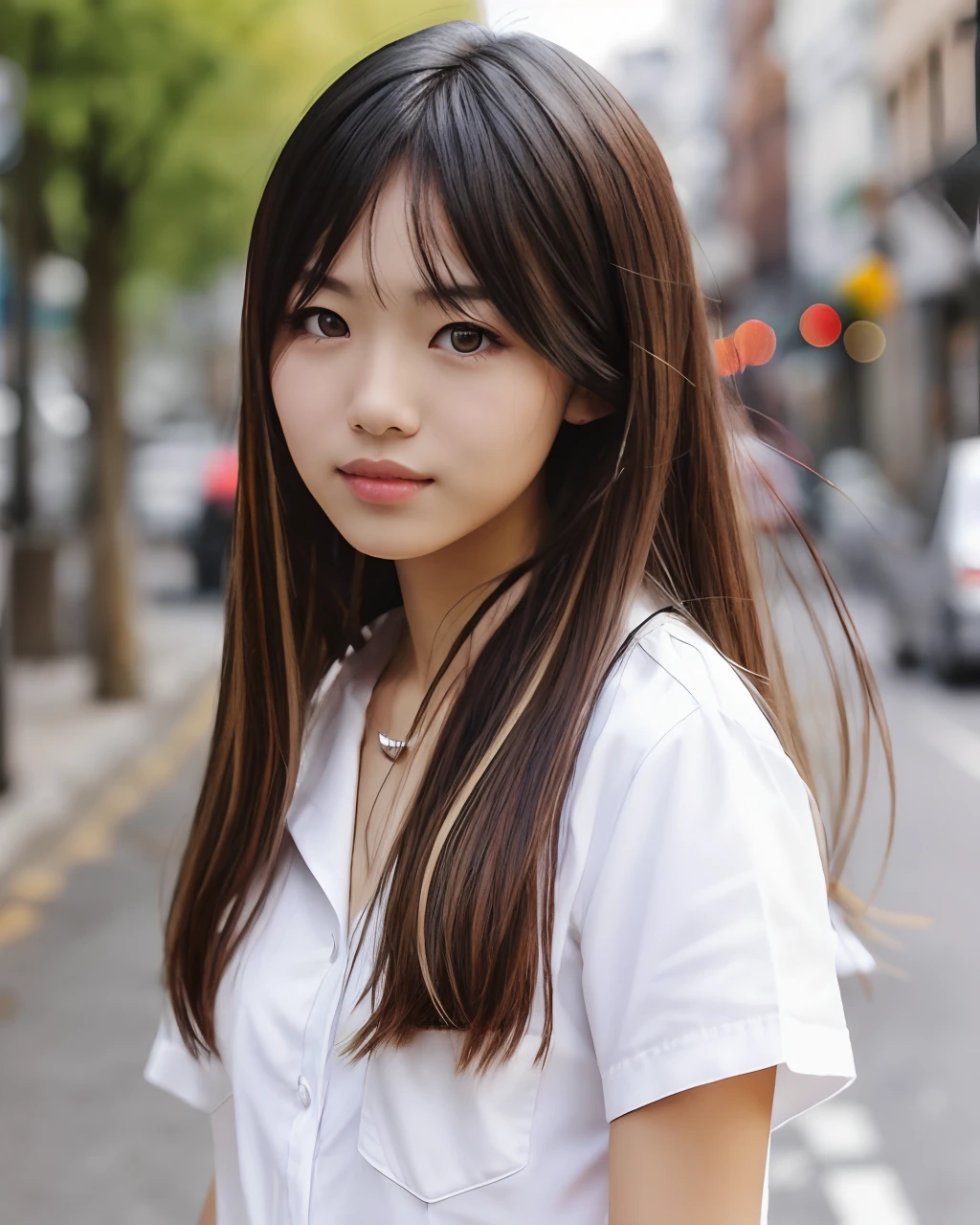 best quality, RAW photo, 1girl, solo, long hair, blurry background,