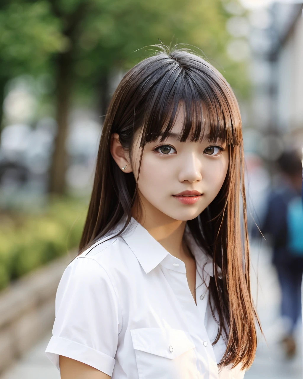 best quality, 1girl, solo, long hair, blurry background,
