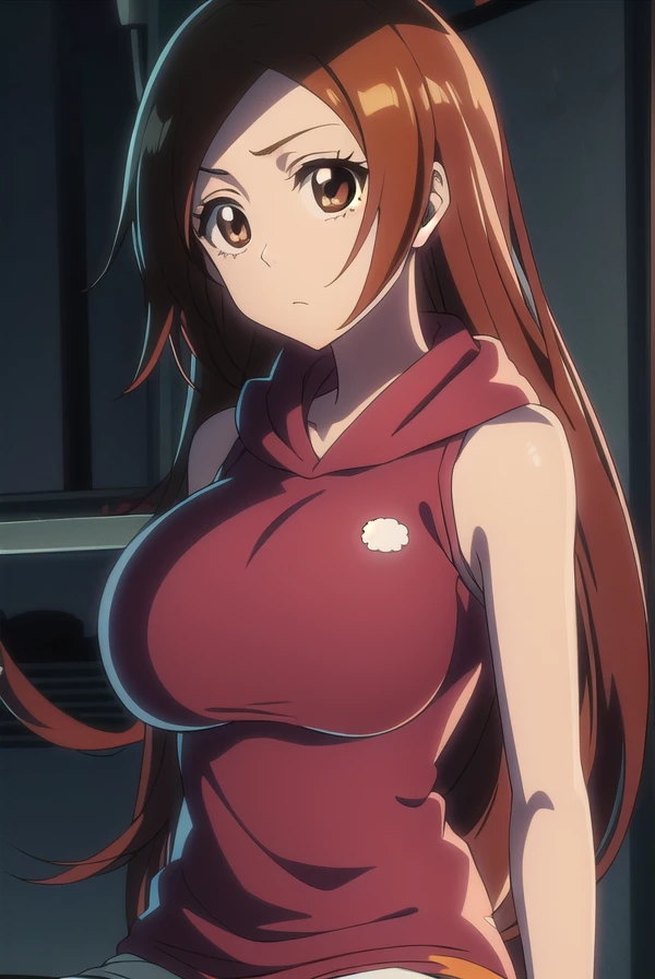 inoueorihime, <lora:inoueorihimeTBWtest:1>,
inoue orihime, long hair, orange hair, (brown eyes:1.5), (large breast:1.2),
BREAK sthighhighs, shorts, sleeveless, hood, hoodie, pink hoodie,
BREAK looking at viewer,
BREAK outdoors,
BREAK <lora:GoodHands-vanilla:1>, (masterpiece:1.2), best quality, high resolution, unity 8k wallpaper, (illustration:0.8), (beautiful detailed eyes:1.6), extremely detailed face, perfect lighting, extremely detailed CG, (perfect hands, perfect anatomy),