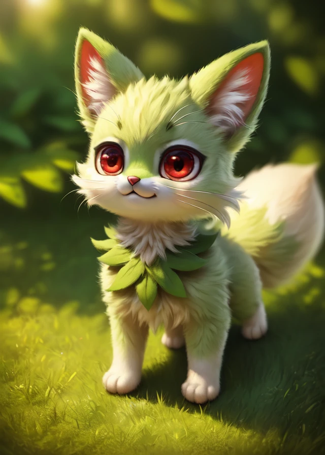 uploaded on e621, ((by Silverfox5213)),
solo (quadruped feral:1.4), ((Sprigatito with green body and red eyes, check tuft)),
(detailed Sprigatito), ((detailed fluffy fur)), (full-length portrait, looking at viewer), (grass),
BREAK,
(detailed background, depth of field, half body shadow, sunlight, ambient light on the body),
(masterpiece, best quality, ultra realistic, 4k, 2k, (intricate:0.9), (high detail:1.4), film photography, (soft focus:1.2),
RAW photo, photorealistic, analog style, subsurface scattering, photorealism, absurd res)