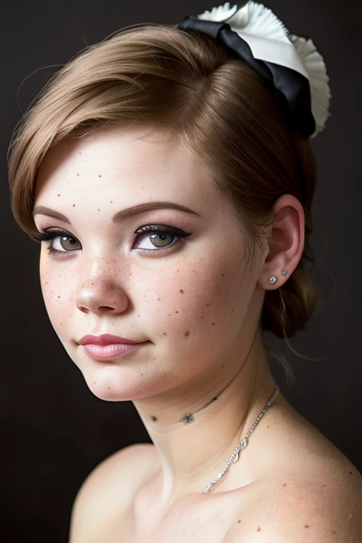 portrait of DEN_miss_morganeMK2, (headshot:1.2), (face focus:1.3),
(plain black background:1.2), plain top,
bokeh, f1.4, 40mm, photorealistic, raw, 8k, (textured skin:0.9), (skin pores:0.9), intricate details