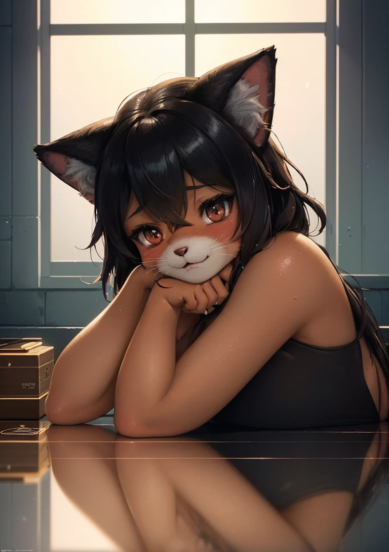 model shoot style, (upper body:1.2, portrait, digital anime illustration) of a ((furry girl:1.3, black neko girl:1.4)), (1girl:1.5), (cute pose:1.7),
(pretty face, perfect face), (hyper-realistic lifelike texture, realistic eyes:1.2), (best quality:1.4, masterpiece:1.3, hyper-realistic lights, hyper-realistic shadows, hyper-realistic reflections),
(sony a7, 50 mm, film grain:1.5, 4K UHD HDR), (octane render, unreal engine 5), (illustration by lee jeffries, Greg Rutkowski and Magali Villanueva, contest winner:1.3)