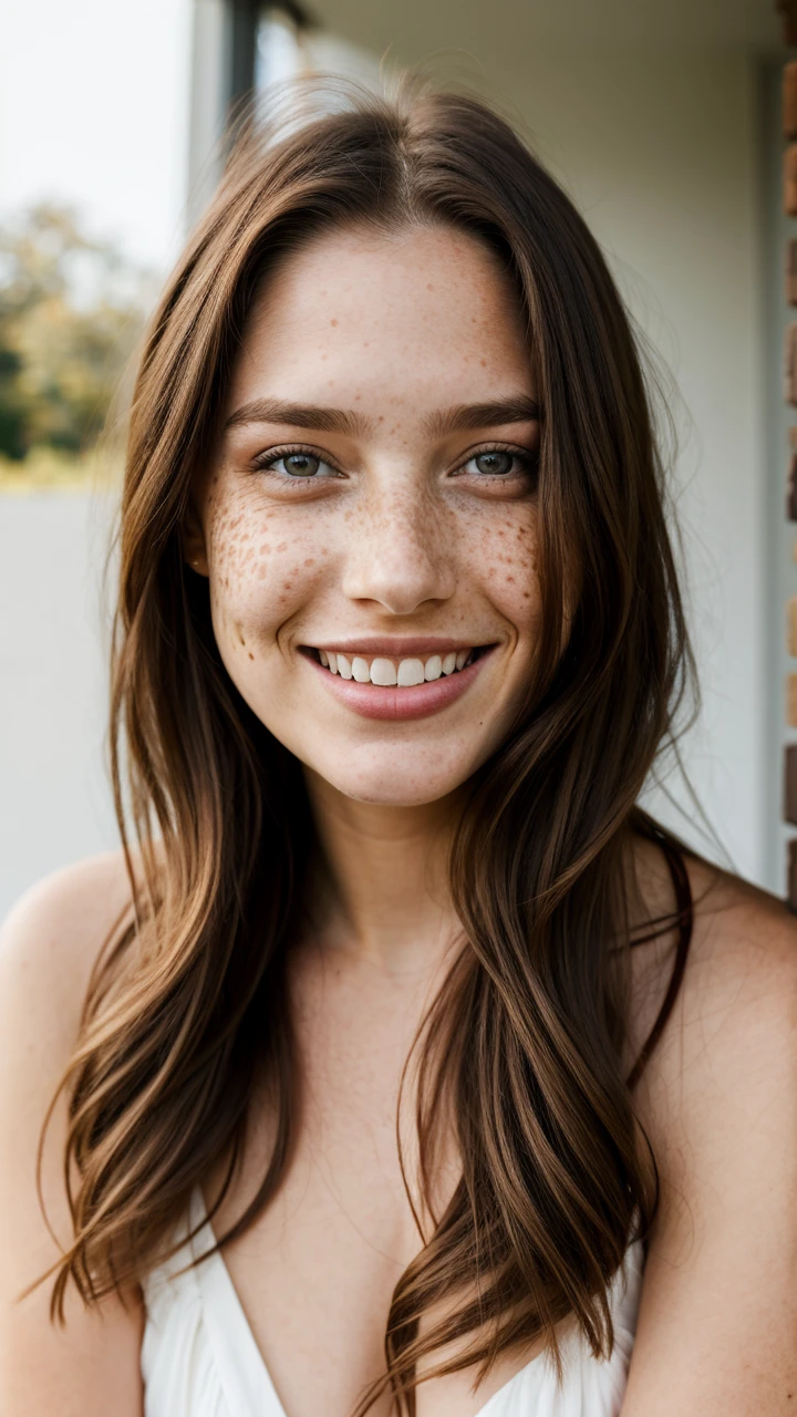 (one-1-person:1.2), beautiful lady, freckles, big smile, dark makeup, hyperdetailed photography, soft light, head and shoulders portrait, cover