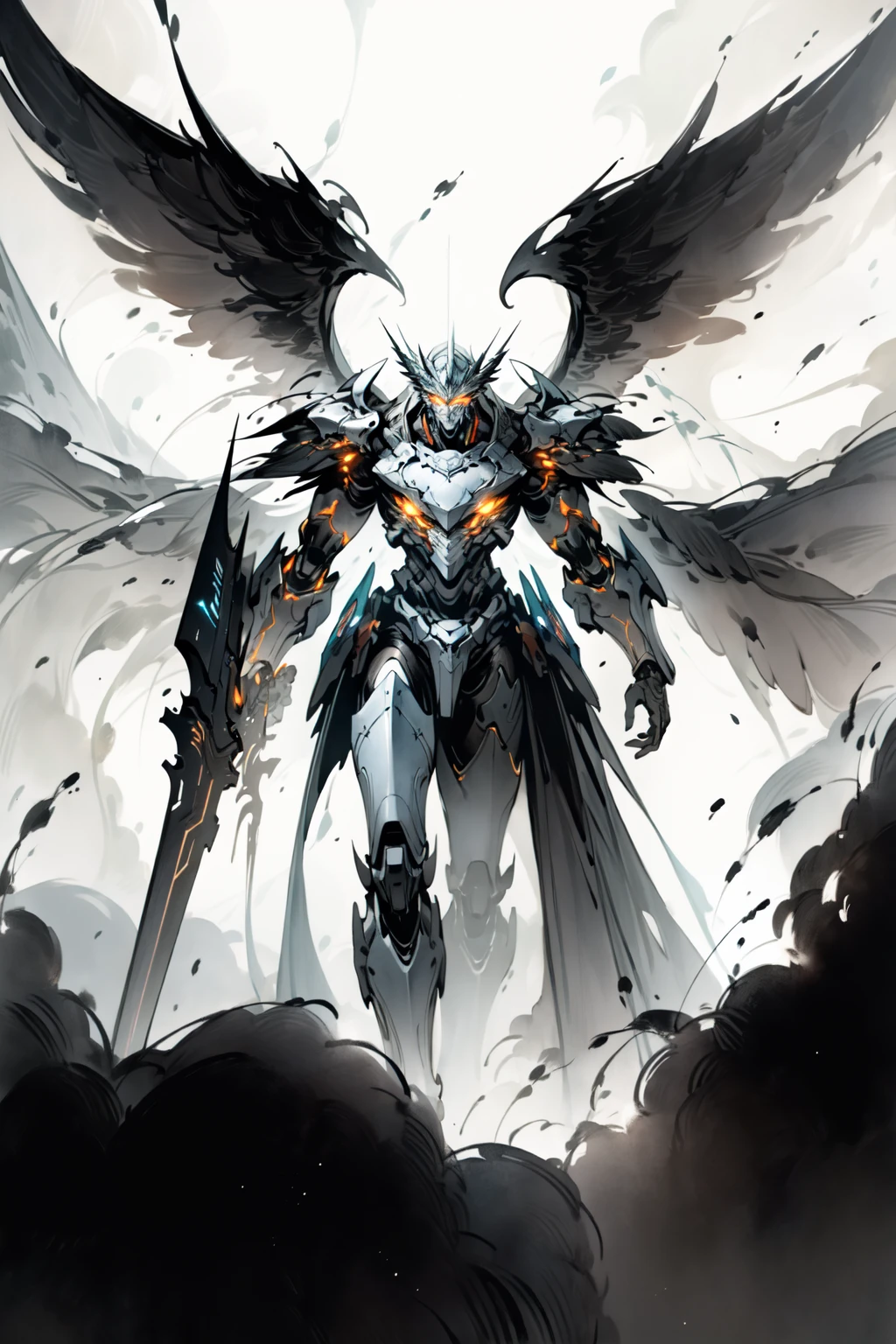 (masterpiece, best quality:1.3), extremely high detailed, intricate, 8k, HDR, wallpaper, cinematic lighting, (universe), glowing, armor, glowing eyes, mecha, large wings, <lora:AstralMecha:1>